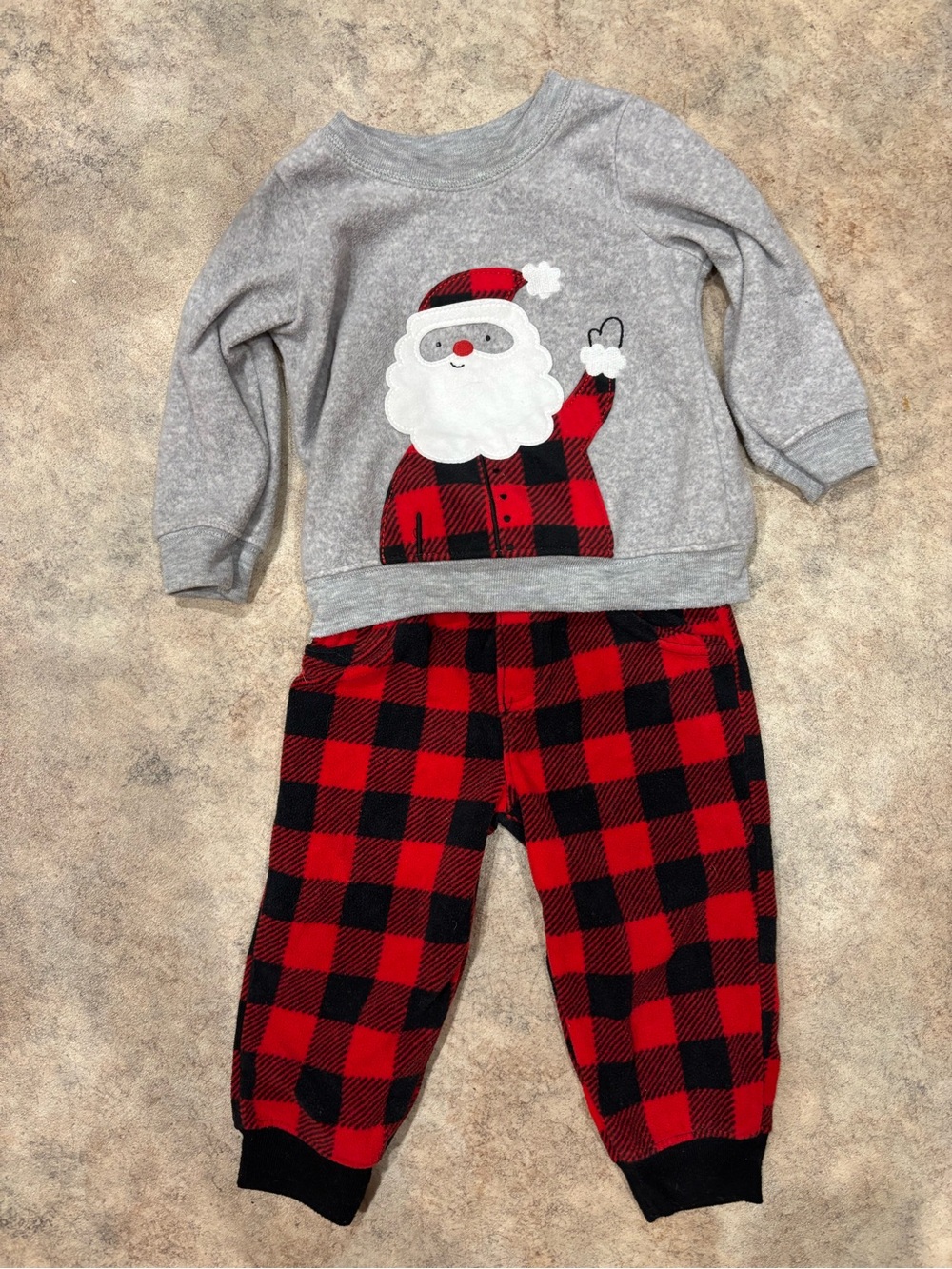 Carter’s Buffalo Plaid Santa Baby Pajama Set - Red and Gray